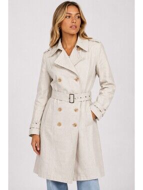 Visconf Italy Cream Belted Structured Trench Coat IT 46 US 10–12